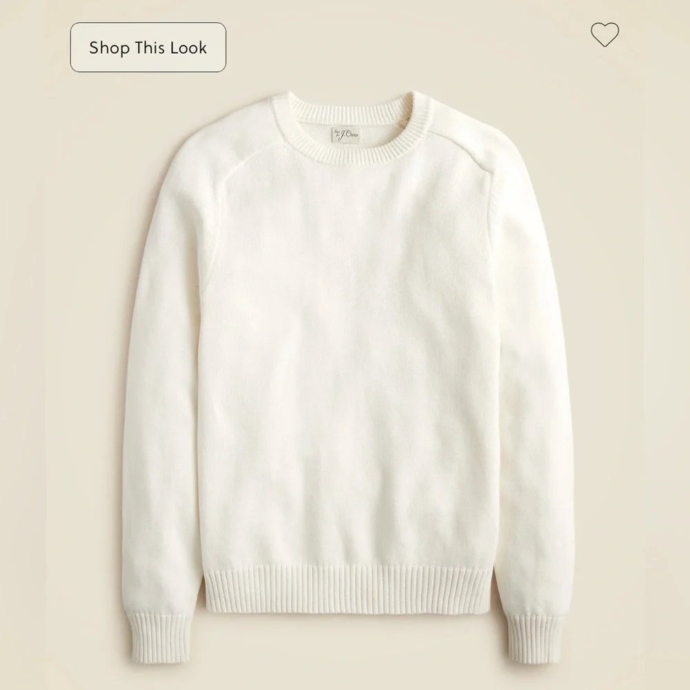 J. Crew Heritage Cotton Crewneck Sweater in Ivory Size L. NWOT